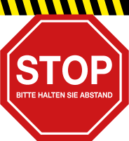 Bodenaufkleber STOP + Flatter