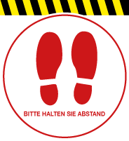 Bodenaufkleber STOP-Schuh + Flatter